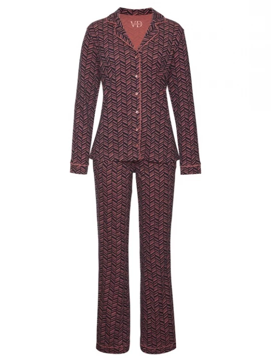Foto van product VIVANCE Pyjama 'Dreams' roestrood / zwart