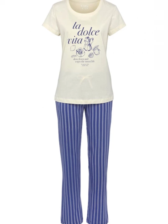 Foto van product VIVANCE Pyjama 'Dreams' violetblauw / wit