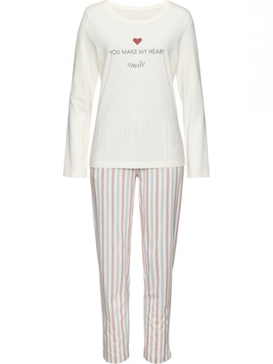 Foto van product VIVANCE Pyjama lichtblauw / oudroze / wit