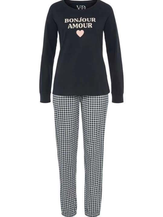 Foto van product VIVANCE Pyjama 'Vivance' taupe / navy / rosé / wit