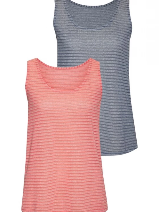 Foto van product VIVANCE Top duifblauw / abrikoos
