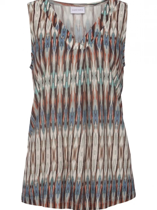 Foto van product VIVANCE Top turquoise / duifblauw / bruin / grijs