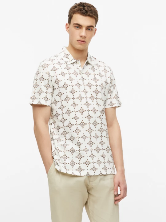 Foto van product Vlamgaren polo met all-over print s.Oliver
