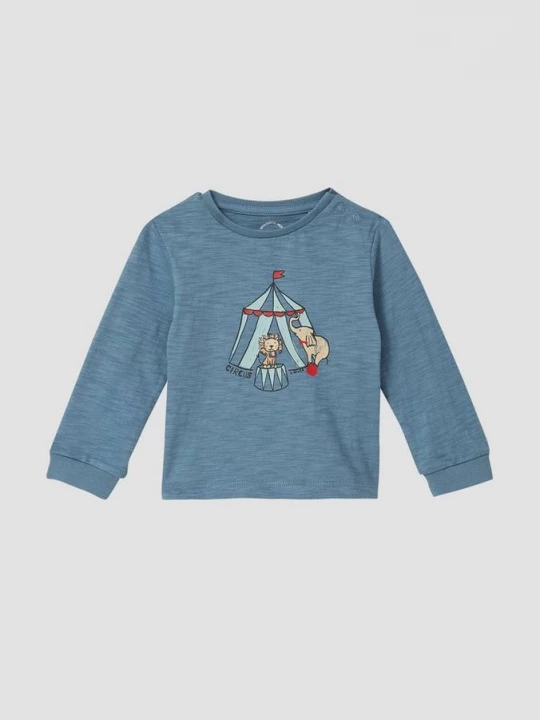 Foto van product Vlamgaren shirt met lange mouwen en frontprint s.Oliver blauw