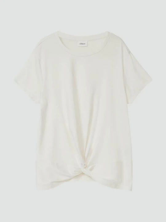 Foto van product Vloeiend T-shirt met knoopdetail en lichte glans s.Oliver crème