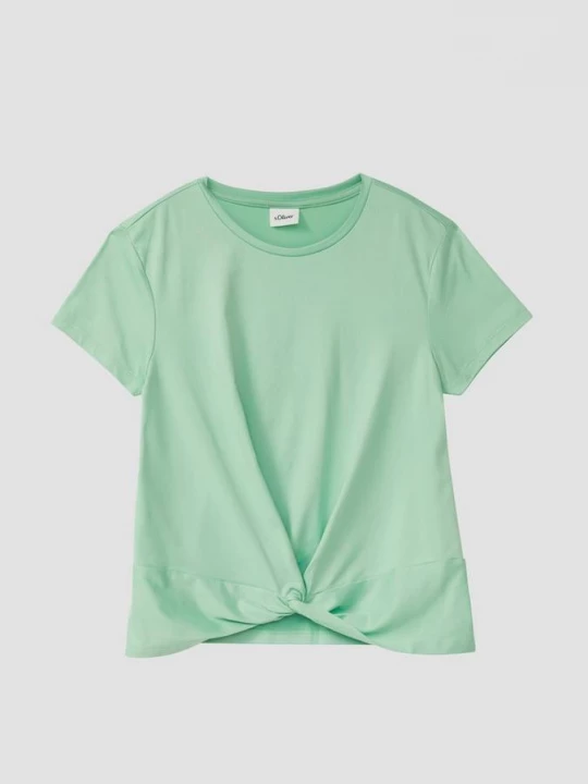 Foto van product Vloeiend T-shirt met knoopdetail en lichte glans s.Oliver groen