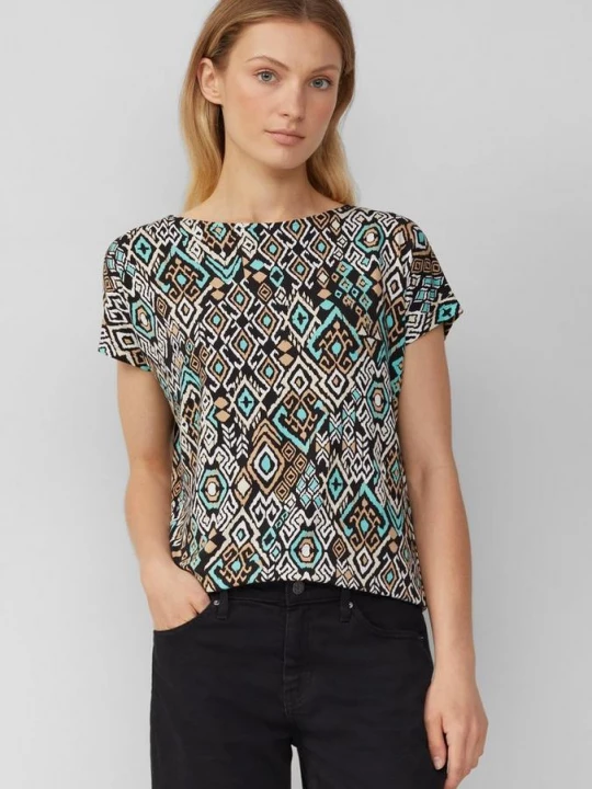 Foto van product Vloeiend T-shirt van viscosemix met een all-over dessin s.Oliver zwart