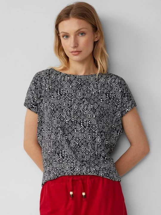 Foto van product Vloeiend T-shirt van viscosemix met een all-over dessin s.Oliver zwart