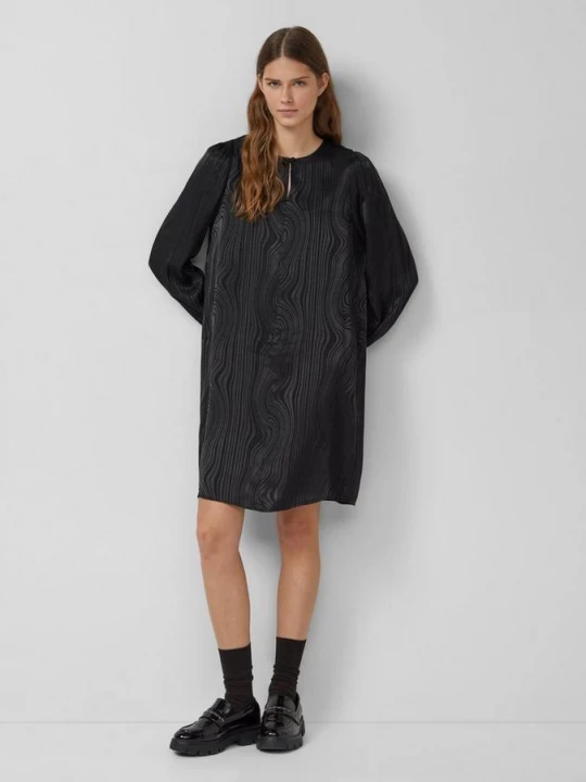 Foto van product Vloeiende jacquard jurk met plooien s.Oliver zwart