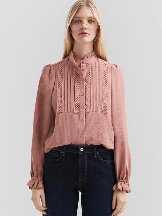 Foto van product Vrouwelijk blouse met kant QS roze