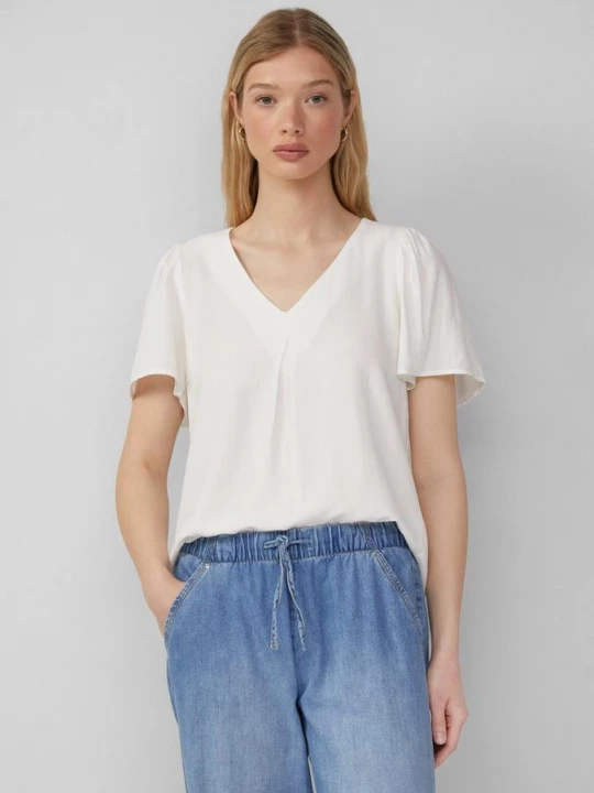 Foto van product Vrouwelijke blouse met korte mouwen van viscose QS crème