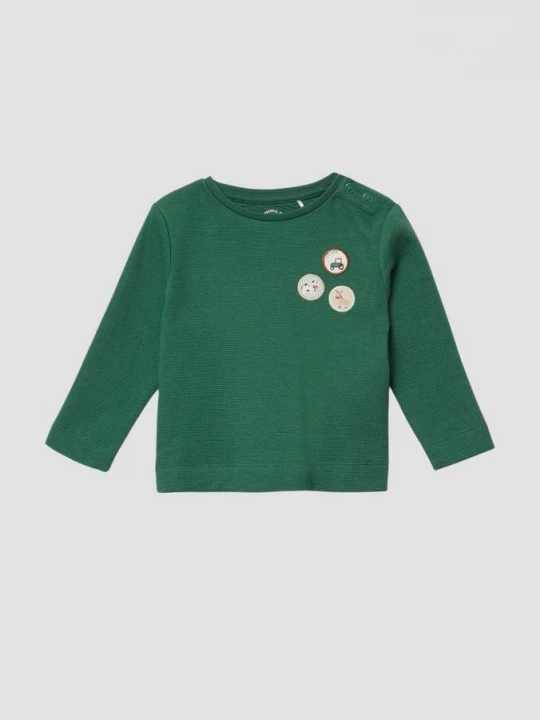 Foto van product Wafel piqué shirt met lange mouwen en patches s.Oliver groen