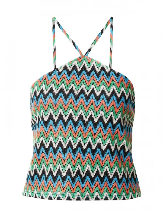 Foto van product Warehouse Gebreide top blauw / groen / oranje / wit