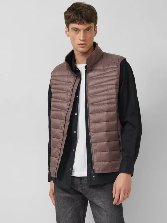 Foto van product Warm gewatteerd vest met opstaande kraag en contrasterende details s.Oliver bruin