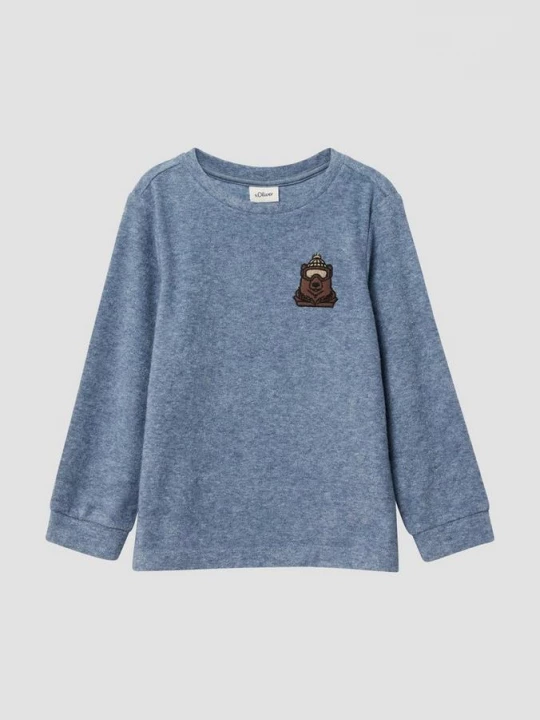 Foto van product Warm shirt met lange mouwen, textuur en borduursel s.Oliver blauw