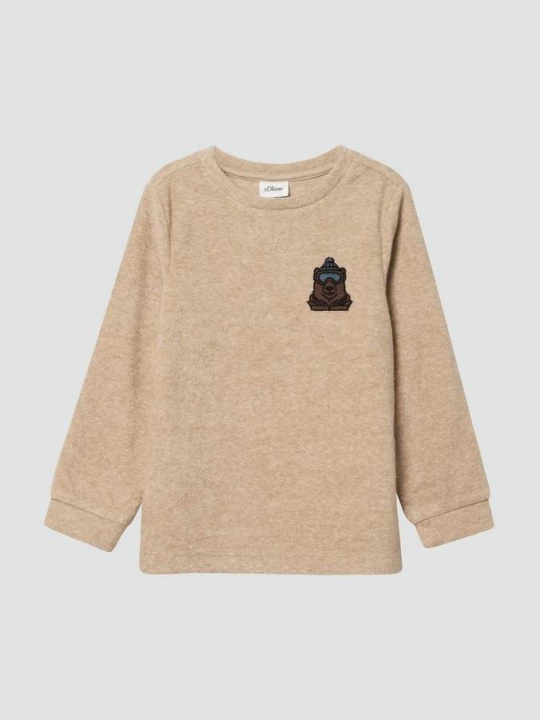 Foto van product Warm shirt met lange mouwen, textuur en borduursel s.Oliver bruin