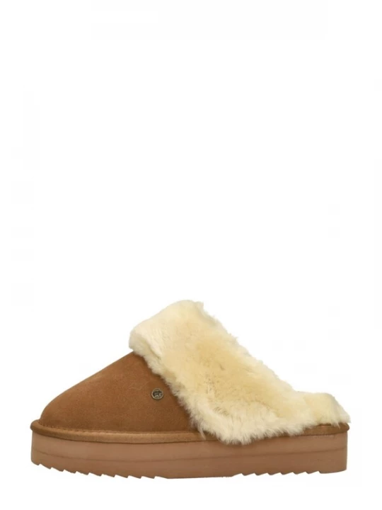 Foto van product Warmbat Huisschoenen 'Flurry Plateau' cognac