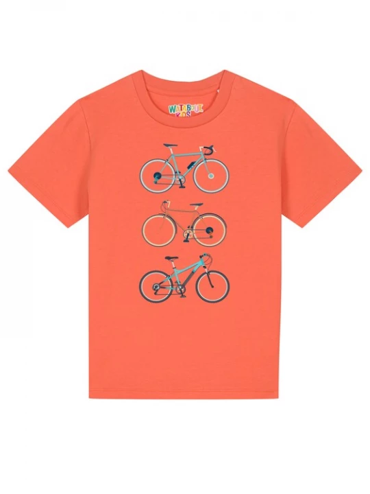 Foto van product watabout.kids Shirt '3 Fahrräder' neonblauw / oranje / zwart