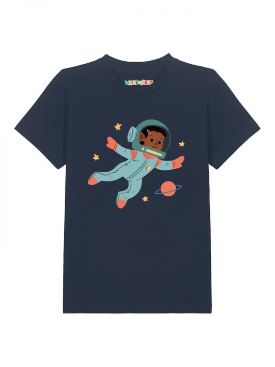 Foto van product watabout.kids Shirt 'Astronaut Kind' navy / hemelsblauw / bruin / pitaja roze