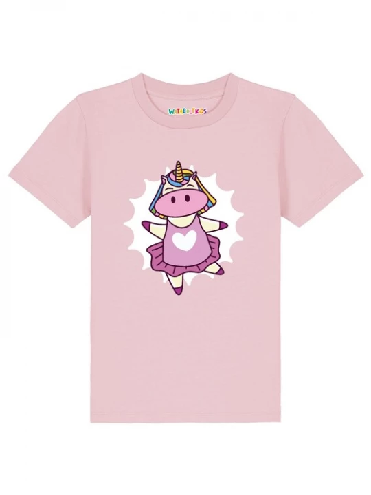 Foto van product watabout.kids Shirt 'Ballett Unicorn' ivoor / lila / rosa / wit