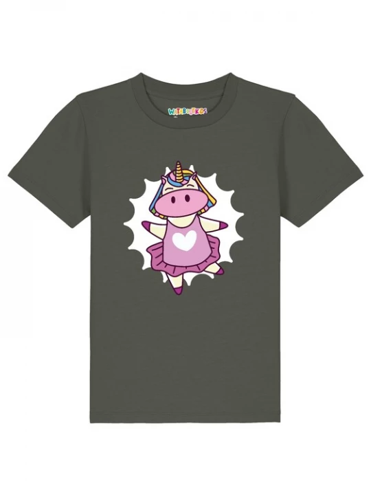 Foto van product watabout.kids Shirt 'Ballett Unicorn' kaki / lila / rosa / wit