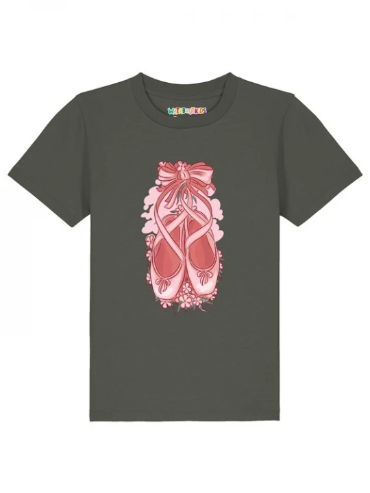 Foto van product watabout.kids Shirt 'Ballettschuhe' kaki / rosa / pitaja roze