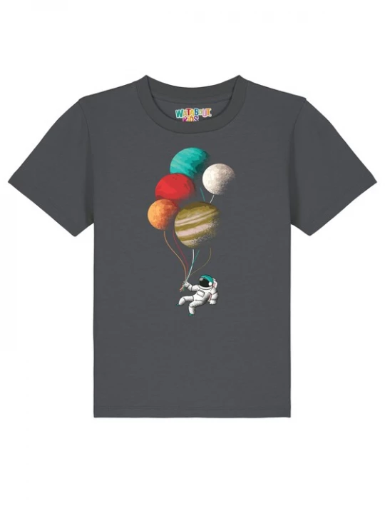 Foto van product watabout.kids Shirt 'Balloon Spaceman' antraciet / olijfgroen / oranje / wit