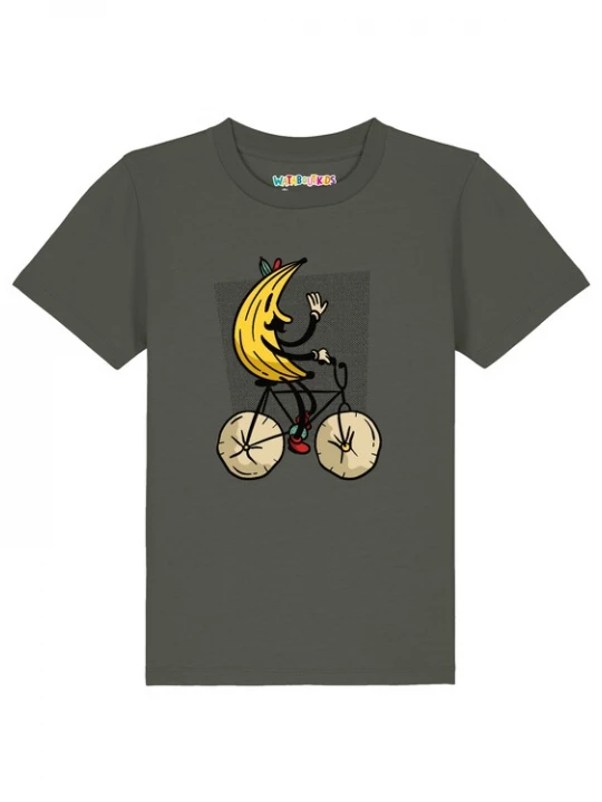 Foto van product watabout.kids Shirt 'Banana Rider' geel / kaki / zwart