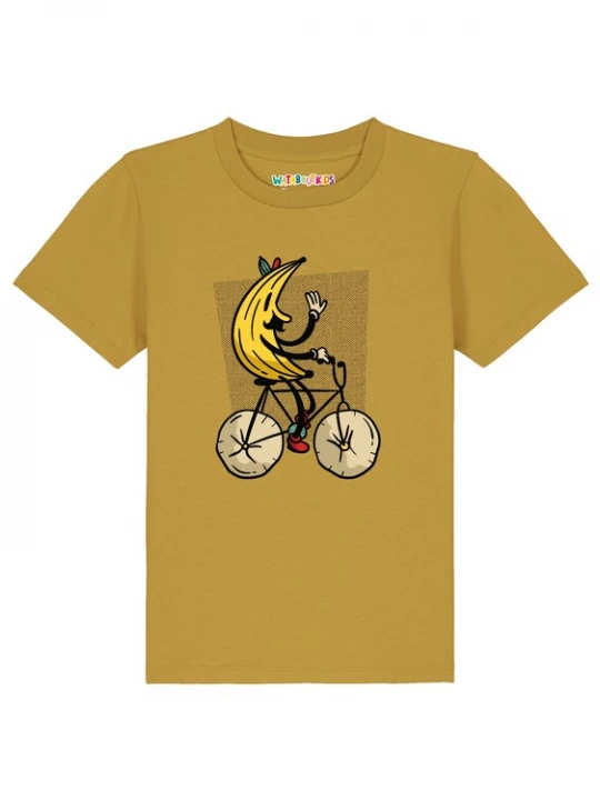 Foto van product watabout.kids Shirt 'Banana Rider' oker / geel / zwart