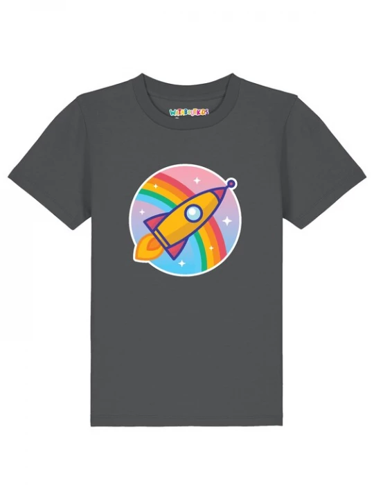 Foto van product watabout.kids Shirt 'Cartoon Rakete' antraciet / oranje / rosa / rood