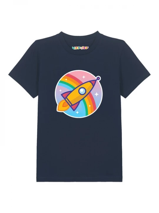 Foto van product watabout.kids Shirt 'Cartoon Rakete' navy / oranje / rosa / rood