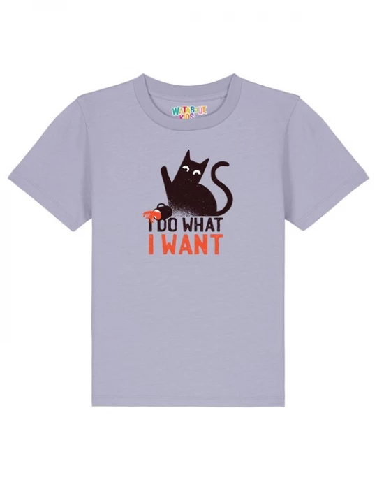 Foto van product watabout.kids Shirt 'Cat' lichtlila / rood / zwart / wit