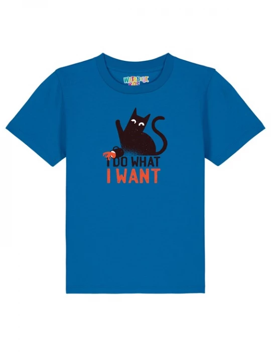 Foto van product watabout.kids Shirt 'Cat' royal blue / koningsblauw / rood / zwart / wit