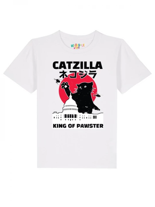 Foto van product watabout.kids Shirt 'Catzilla' rood / zwart / wit