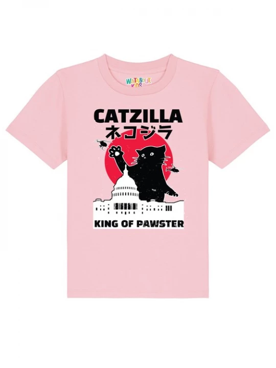 Foto van product watabout.kids Shirt 'Catzilla' rosa / rood / zwart / wit