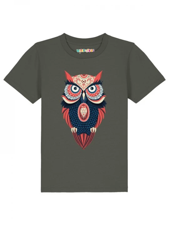 Foto van product watabout.kids Shirt 'Colorful Owl' beige / navy / kaki / kreeft