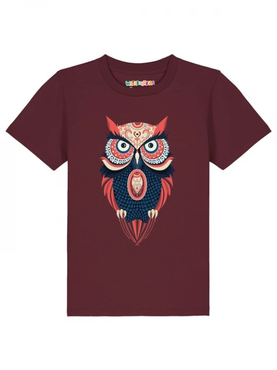 Foto van product watabout.kids Shirt 'Colorful Owl' beige / navy / kreeft / bordeaux