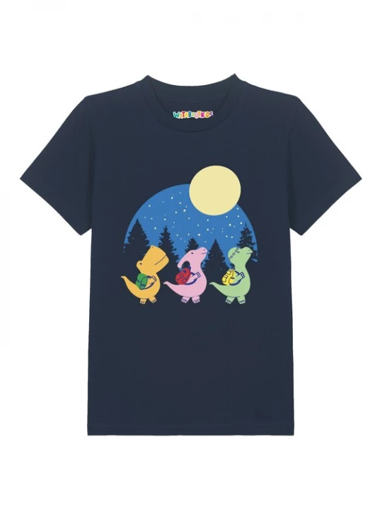 Foto van product watabout.kids Shirt 'Dino Spaziergang' blauw / navy / oranje / rosa