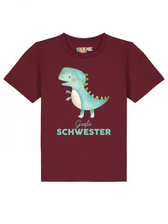 Foto van product watabout.kids Shirt 'Dinosaurier 03 Große Schwester' ecru / duifblauw / lichtgroen / bordeaux