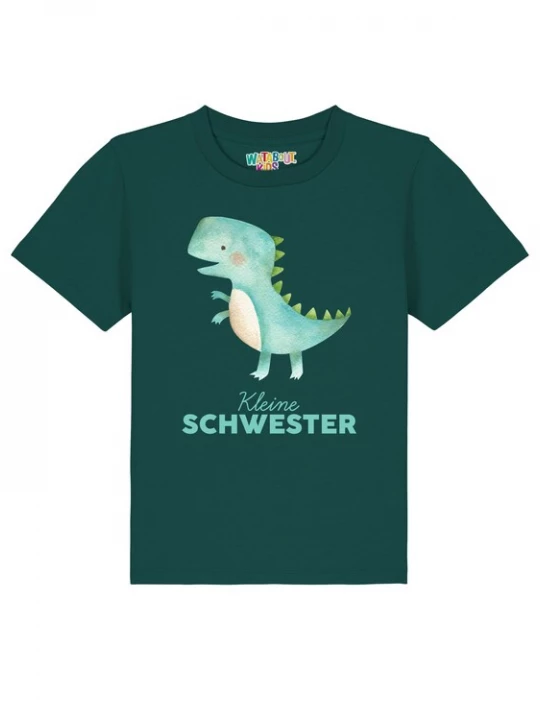Foto van product watabout.kids Shirt 'Dinosaurier 03 Kleine Schwester' mintgroen / donkergroen