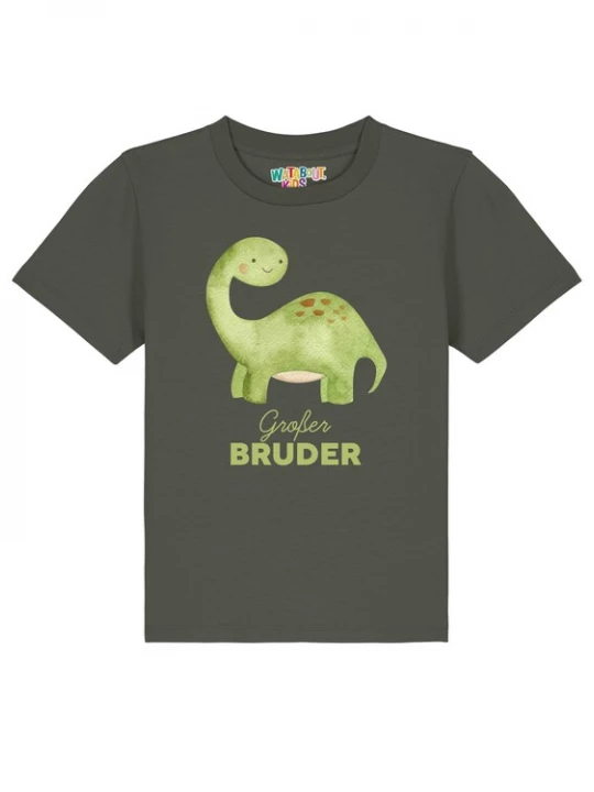 Foto van product watabout.kids Shirt 'Dinosaurier 04 Großer Bruder' beige / kaki / kiwi