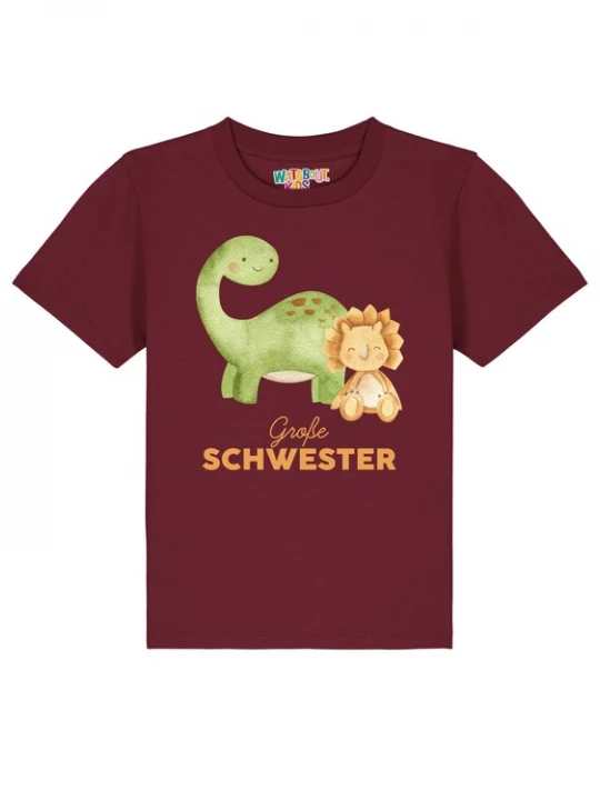 Foto van product watabout.kids Shirt 'Dinosaurier 06 Große Schwester' crème / lichtbeige / lichtgroen / bordeaux