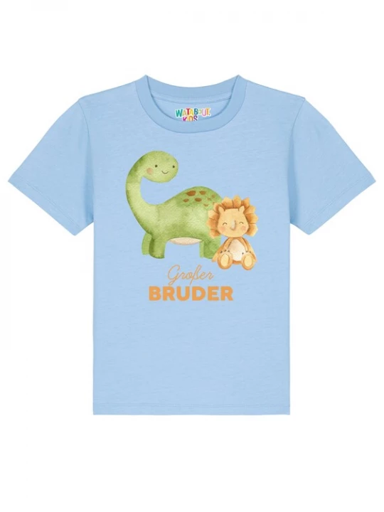 Foto van product watabout.kids Shirt 'Dinosaurier 06 Großer Bruder' lichtblauw / lichtbruin / goudgeel / lichtgroen