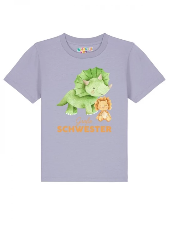 Foto van product watabout.kids Shirt 'Dinosaurier 07 Große Schwester' lichtbeige / lichtgroen / sering / zwart