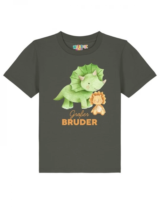 Foto van product watabout.kids Shirt 'Dinosaurier 07 Großer Bruder' beige / kaki / lichtgroen / oranje