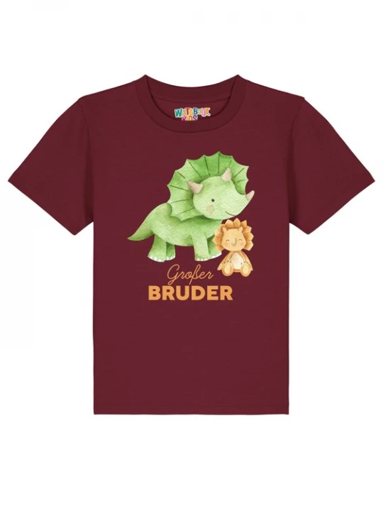 Foto van product watabout.kids Shirt 'Dinosaurier 07 Großer Bruder' beige / lichtgroen / oranje / bordeaux