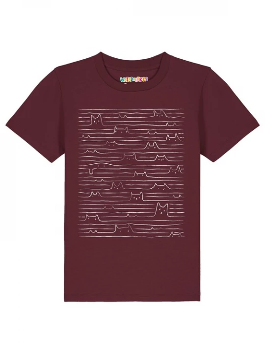 Foto van product watabout.kids Shirt 'Doodle Cats' bordeaux / wit