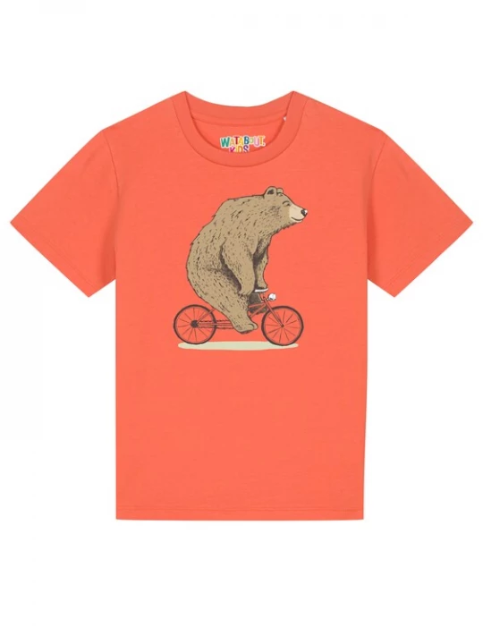 Foto van product watabout.kids Shirt 'Fahrradbär' beige / koraal / zwart