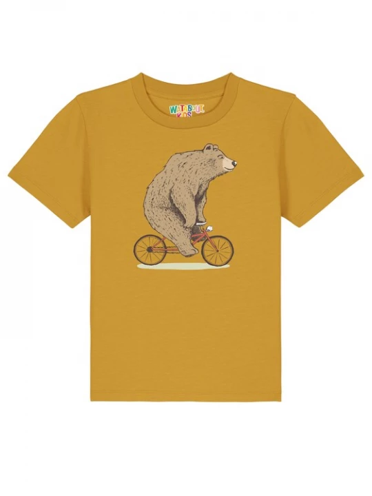 Foto van product watabout.kids Shirt 'Fahrradbär' beige / oker / lichtbruin / rood