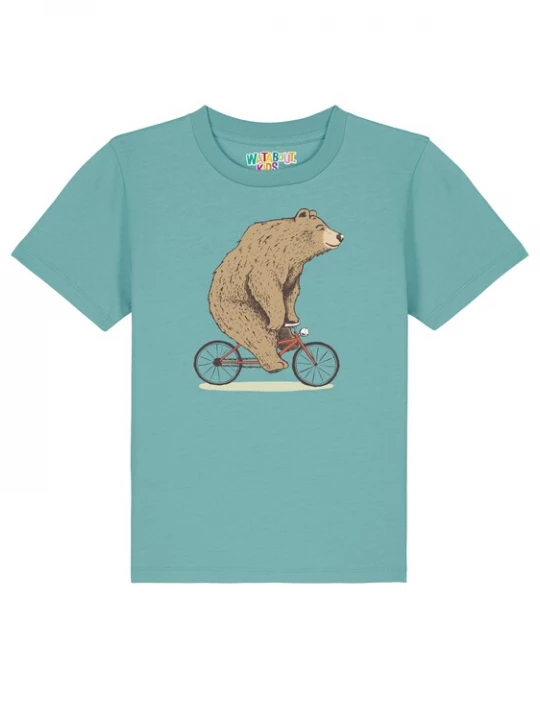 Foto van product watabout.kids Shirt 'Fahrradbär' beige / turquoise / lichtbruin / rood